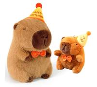 Capybara Peluche,2 poupées Capybara en peluche, porte-clés Capybara, peluche Capybara créative, pour garçon et fille, cadeau d'anniversaire, de Pâques et de Saint-Valentin (Chapeau d'anniversaire)