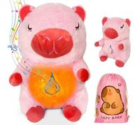 Capybara Peluche Loutre Qui Respire,25Cm Capybara Doudou Qui Respire Avec Musicale Et Lumineuse,Jouet Respiratoire Capybara,Anti Anxiété Jouet Pour Bébé Et Enfants (Rose)