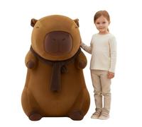 Capybara Peluche XXL 100 cm - Capibara Doudou Grand Peluche Douce 3 en 1 Coussin & Décoration - Peluche géante Cabybara pour enfants & adultes - Idée cadeau à câliner (Capybara avec écharpe)