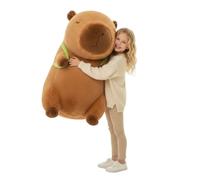 Capybara Peluche XXL 100 cm - Capibara Doudou Grand Peluche Douce 3 en 1 Coussin & Décoration - Peluche géante Cabybara pour enfants & adultes - Idée cadeau à câliner (Capybara et Tortue)