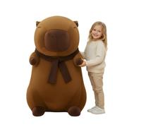 Capybara Peluche XXL 100 cm - Capibara Doudou Grand Peluche Douce 3 en 1 Coussin & Décoration - Peluche géante Cabybara pour enfants & adultes - Idée cadeau à câliner (Capybara avec écharpe)