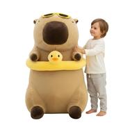 Capybara Peluche XXL 100 cm - Capibara Doudou Grand Peluche Douce 3 en 1 Coussin & Décoration - Peluche géante Cabybara pour enfants & adultes - Idée cadeau à câliner (Capybara avec Canard)