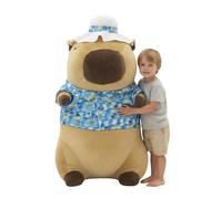Capybara Peluche XXL 100 cm - Capibara Doudou Grand Peluche Douce 3 en 1 Coussin & Décoration - Peluche géante Cabybara pour enfants & adultes - Idée cadeau à câliner (Capybara en Vacances)