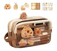 Capybara Pencil Case, Capybara Transparent Cute Pencil Case With Compartments, Wide Opening Mouth Pencil Pouch With Zip And Stickers, Portable Makeup Bag For Stationery Cosmetics Toiletry Storage