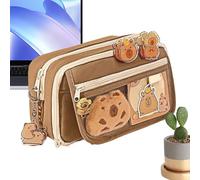 Capybara Pencil Case, Cute Cartoon Pencils Pouch Large Capacity, Adorable Capybara Stationery Holder Bag Zipper for Kids Teens Students, School Supplies Organizer with Sticky Notes, Stickers