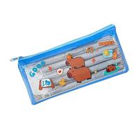 Capybara Pencil Case, Transparent Pencil Case, Zippered Pencil Case, Portable Pencil Pouch, Cute Stationery Case, Wide Opening Pencil Case, Capybara Pen Holder, Pencil Bag for Office, Cute Pencil