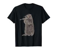 Capybara Playing Flute, Funny Music Lover, Vintage Sketch T-Shirt