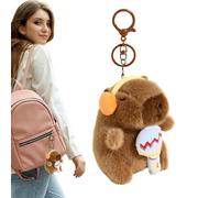 Capybara Plush Keychain - Cute Realistic Animal Bag Charm for Backpacks & Handbags, Soft Stuffed Capybara Keyring for Kids & Adults, Aesthetic Schoolbag Accessory & Gift