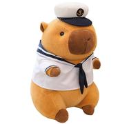 Capybara Plush - Navy Sailor Capybara Doll | Poupée marin marin capybara, poupée en peluche Capybara Capybara, les vêtements peuvent être portés et emportés cadeaux d'anniversaire pour les garçons