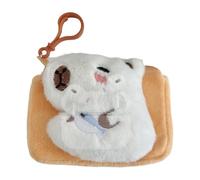 Capybara Plush Purse, Adorable Stuffed Coin Bag, Capybara Coin Pouch, Soft Velvet Handbag with for Kids & Adults, 4.72x3.35 inches, Apricot/White/Brown, Cotton & Velvet