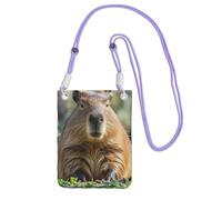 Capybara Pochette pour téléphone portable pour femme, sac à main pour téléphone portable, sac à main avec bandoulière noire, pochette de voyage avec yeux fermés, violet, taille unique