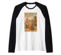 Capybara Portant Un Kimono Mangeant Takoyaki Fuji Cherry Blossoms Manche Raglan