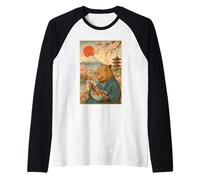 Capybara Portant Un Kimono Mangeant Takoyaki Fuji Cherry Blossoms Manche Raglan