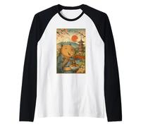 Capybara Portant Un Kimono Mangeant Takoyaki Fuji Cherry Blossoms Manche Raglan