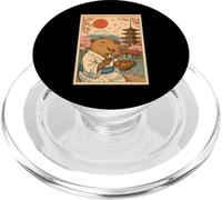 Capybara Portant Un Kimono Mangeant Takoyaki Fuji Cherry Blossoms PopSockets PopGrip pour MagSafe