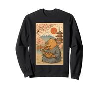 Capybara Portant Un Kimono Mangeant Takoyaki Fuji Cherry Blossoms Sweatshirt