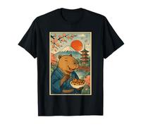 Capybara Portant Un Kimono Mangeant Takoyaki Fuji Cherry Blossoms T-Shirt