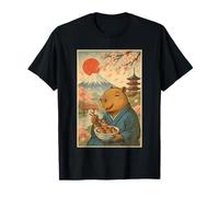 Capybara Portant Un Kimono Mangeant Takoyaki Fuji Cherry Blossoms T-Shirt