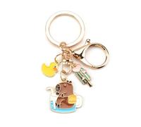 Capybara Porte-clés amusant avec pendentif Kapibara pour sac à dos, idéal pour clés, sac à main, cadeau pour amis, Gold2., S