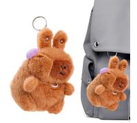 Capybara Porte-clés en peluche avec corde à tirer pour sac à dos, sac à main, breloque pour adultes, garçons, filles, voyage, école, fêtes, anniversaires