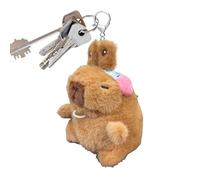 Capybara Porte-clés - Peluche mignonne - 15 x 5 x 5 cm - Oreilles souples et mobiles - Pendentif animal mignon - Accessoire de sac cadeau pour, adolescents, adultes, famille, anniversaire
