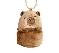 Capybara - Porte-monnaie en peluche Capybara - Porte-monnaie en peluche Capybara | Pochette en forme d'animal pour écouteurs, pièces de monnaie, rouge à lèvres et plus encore pour le quotidien, marron
