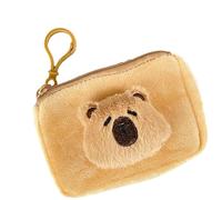 Capybara Porte-monnaie en peluche Pochette de rechange avec porte-clés Beau portefeuille pour femmes enfants Petit maquillage Porte-monnaie en peluche Porte-clés, smile, Mass Beauty