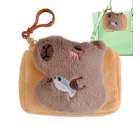 Capybara Porte-monnaie pour porte-clés - Sac en peluche Capybara mignon et amusant | Portefeuille sangle de pendentif, porte-clé - clip, sac de rangement pour câble d'écoute pour tous les jours