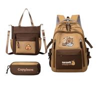 Capybara pour filles | Dessin animé Capybara École - Sac d'école étanche ensemble pour ordinateur portable tablette utilisation quotidienne Noël voyage bouteille d'eau livres papeterie étudiants, A