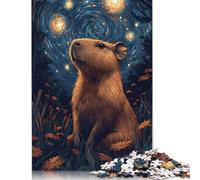 Capybara - Puzzle de 1000 pièces - Nuit étoilée - Puzzle carré créatif pour adultes et en bois - Jouet intellectuel - 1000 pièces (75 x 50 cm)