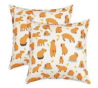 Capybara Rempli Animaux Place Lot De 2 Taie Oreiller Capybara Réversible Taies d'oreiller 60x60cm pour Enfants Femmes Hommes Poussins Animauxs Amants Housses de Coussin Maison Décor Housse Coussin