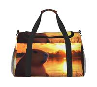 Capybara River Sunset Sac de voyage compact imperméable pour le sport, la gym et le w nd pour homme et femme