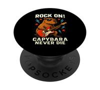 Capybara Rock on Joue à la Guitare, Design de Musique Animalier drôle PopSockets PopGrip Adhésif