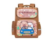 Capybara Sac à bandoulière pour Enfants Mignon et drôle Sac d'école Filles Sac d'école Robuste et Durable Bande réfléchissante de Grande capacité,Brownb,Large