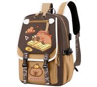 Capybara Sac à dos 18 Sac à dos d'école de capacité Capybara mignon pour l'école imperméable avec sangles en forme de S léger et décontracté pour filles et garçons