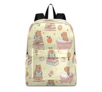 Capybara Sac à dos de voyage léger et décontracté avec livre Orange Pour étudiants adolescents