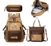 Capybara Sac à dos - Sac à dos pour fille avec trousse et sac de transport, ordinateur portable esthétique pour les voyages, la vie quotidienne, les étudiants, l'école, les loisirs, Modèle Back to