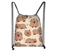 Capybara Sac à dos - Sac de gym en polyester avec cordon de serrage durable et léger Sac à dos de voyage étanche et mignon Grand espace de rangement | Sac d'école portable pour, b, voir