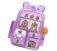 Capybara Sac à dos - Tissu Oxford - Dessin animé, Motif animal - Sac d'école étanche de grande capacité - Fournitures d'école de voyage mignonnes | Bases en classe, entrepôt de papeterie, voyages de