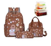 Capybara Sac - Ensemble sac à livres décontracté, sac à dos de voyage avec trousse à crayons et sac à déjeuner pour la vie quotidienne, les activités scolaires des filles, marron foncé, Refer to