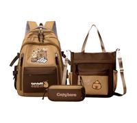 Capybara School Backpack - Cartoon Bookbag With Pencil Case And Tote Bag | Aesthetic Schoolbags & Backpacks, Laptop Storage Bookbag For Travel Daily Kids Girls Students School Outdoor Activities