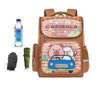 Capybara School Backpack - Sac à dos imperméable multi-compartiments, design léger et durable | Pratique pour filles, garçons, maternelles, école, voyage, camping, shopping, Marron, Consulte la