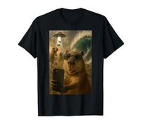 Capybara Selfie with Dinosaurs UFO and Giant Wave T-Shirt