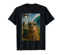 Capybara Selfie with Dinosaurs UFO and Huge Wave T-Shirt