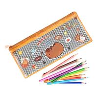 Capybara Spring Mencil Case-Transparent, Grand porte-stylo | Sac Capybara avec motif pour animaux, organisateur de crayon portable, sac d'école mignon, sac de bureau, Capybara Lying On Its Back,