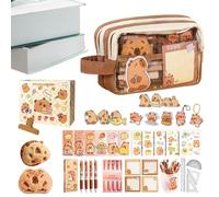 Capybara Stationery, Large Capacity Pen Bag, Pencil Case with Stickers, Animal Storage for School Supplies, Home Organizer, Cute Capybara Bag for Kids Teen Boys Girls Birthday Holiday Party Favors