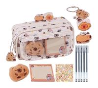 Capybara Stationery Set, Capybara Pencil Case, 8.66 x 2.76 x 5.12 inches, Stocking Stuffers with Sticky Notes, School Supplies Organizer Bag for Students, Classroom Prizes, Party, Christmas, Kids