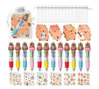 Capybara Stationery Set - Complete School Supplies, Aesthetic Bundle with Storage Bag and Decorative Stickers, Smooth-Ink Precision Pens, Multi-Color Sticky Notes, for High School Teens