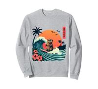 Capybara Surf Wave Retro Palm Tree Sunset Tropical Vibes Sweatshirt
