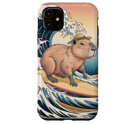 Capybara Surfing Funny Animal Ocean Wave Retro Japanese Coque pour iPhone 11